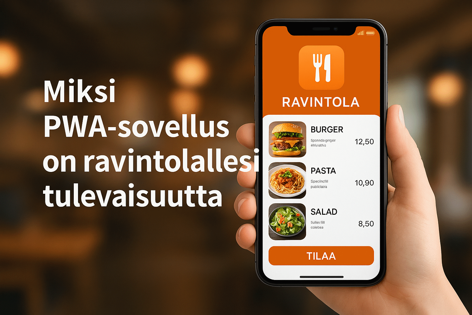 Johtelan PWA-sovellus ravintolan tilausjärjestelmään